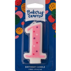 Polka Dot Candle Pink 3″ Each