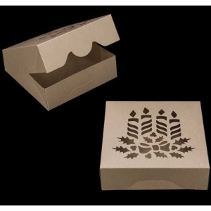 8″ x 8″ x 2 1/2″ Brown/Brown Candles Window, Timesaver Holiday Box Each