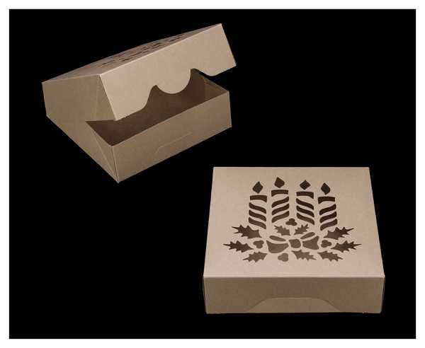 8" x 8" x 2 1/2" Brown/Brown Candles Window, Timesaver Holiday Box Each