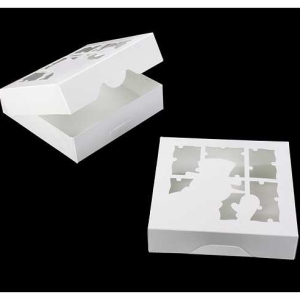 10″ x 10″ x 2 1/2″ White/White Peeking Snowman Window Timesaver Box with Lid Each