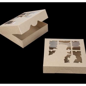 10″ x 10″ x 2 1/2″ Brown/Brown Peeking Snowman Window Timesaver Box Each