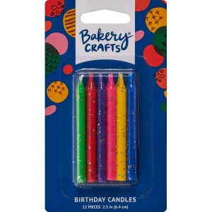 Glitter Candles Assorted 2 1/2″ 12 Pieces