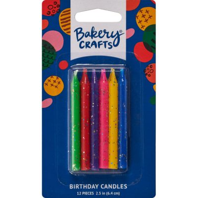 Glitter Candles Assorted 2 1/2" 12 Pieces