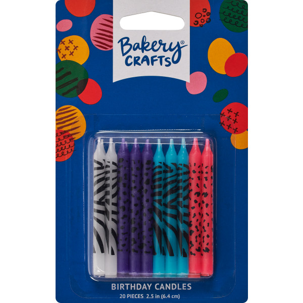 Bright Animal Print Candle 2 1/2" 24 Pieces