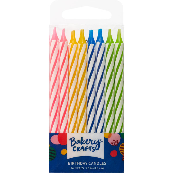 Assorted Colors Spiral Candle 3 1/2" 16 Pieces