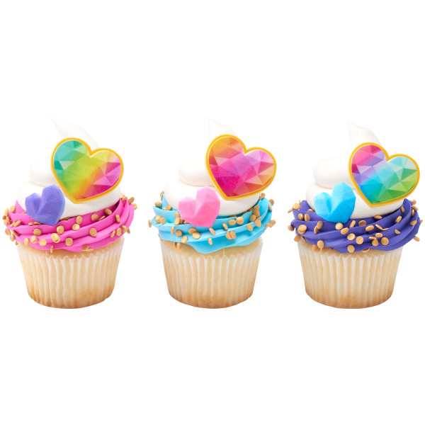 Rainbow Prism Heart Rings 12 count - Image 3