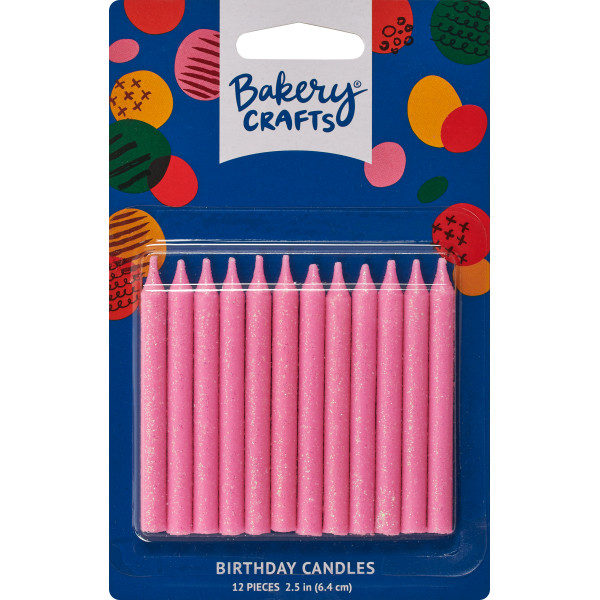 Pink Glitter Candle 2.5" 12 count
