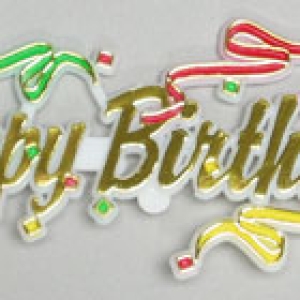 Happy Birthday w/ Streamers Plaque Assorted Each