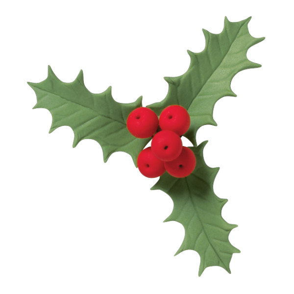 Holly & Berries Gum Paste 2.5" Each - Image 2