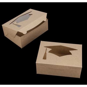 10″ x 7″ x 4″ Brown/Brown Graduation Hat Box with Window Each