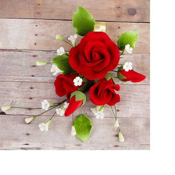 Trio Garden Rose Spray Red 4" x 6.5" Each