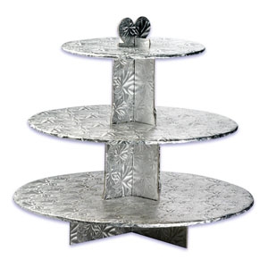 Single Use Round 3 Tier Stand Silver Each
