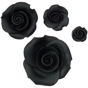 Sugarsoft Roses Black 4 count (Large, Medium, Small, Bud)