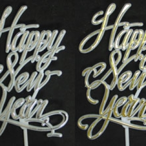 Happy New Year Plaques Gold & Silver 4″ 2 count