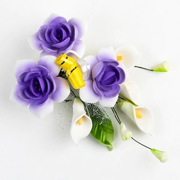 Rose Blossom Spray Purple 3" x 5" Each