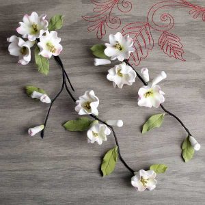 Cherry Blossom Spray White & Green Each