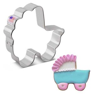 Baby Carriage Cookie Cutter 3 1/2″ x 3 3/8″ each