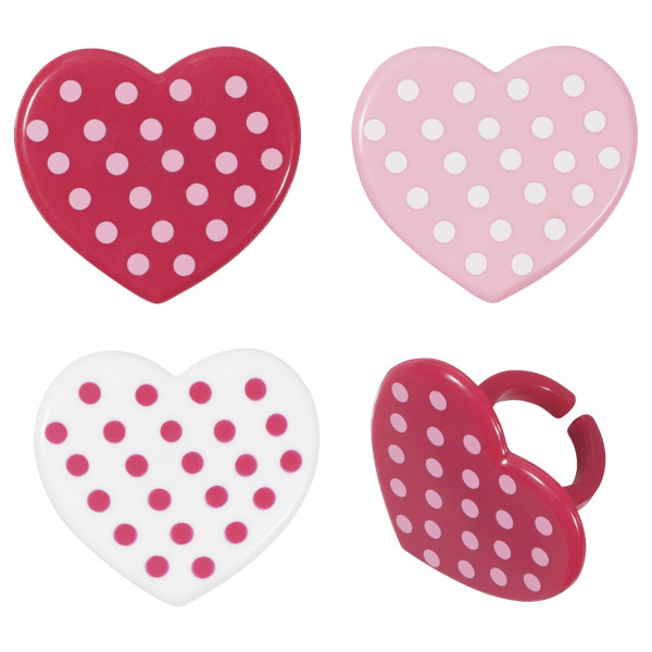 Polka Dot Heart Rings 12 count - Image 2