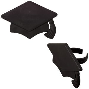 Black Grad Hat Cupcake Rings 12 count