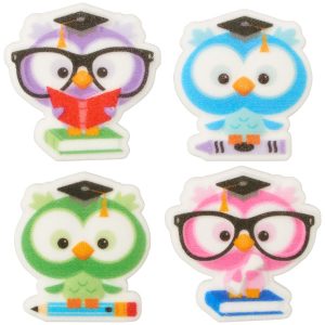 Colorful Grad Owl Dec-Ons 4 count