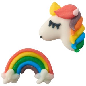 Unicorn and Rainbow Royal Icing Decorations 12 count