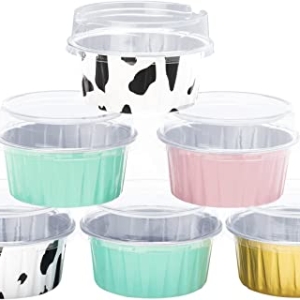 Cow Print Mini Foil Round Pans with Lids 6 count