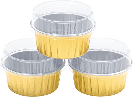 Gold Mini Foil Round Pans with Lids 6 count