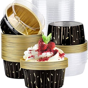 Gold Confetti Mini Foil Pans with Lids 6 count