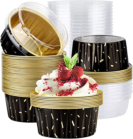 Gold Confetti Mini Foil Pans with Lids 6 count