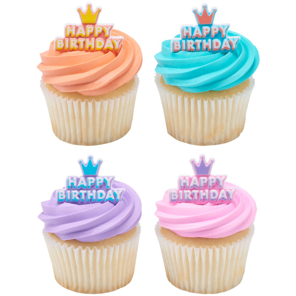 Happy Birthday Crown Cupcake Rings 12 count - Image 3