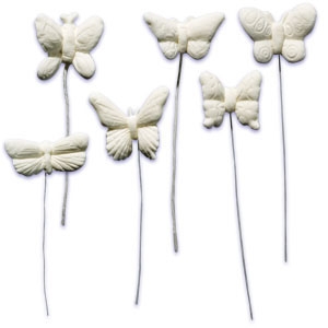 Butterflies on Stem White 1″-2″ 7 Count