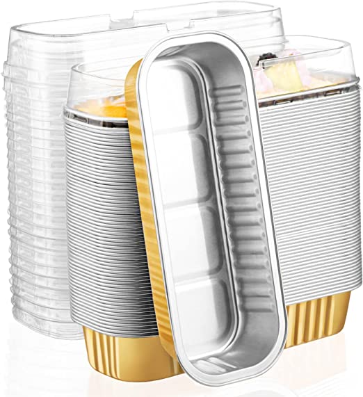 Gold Oblong Foil Pan with Lid 6 count