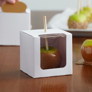 White 1 Piece Candy/ Caramel Apple Box with Window each
