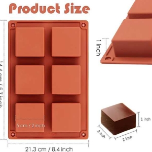 Square Silicone Mold 2″ x 2″ x 1″ Each