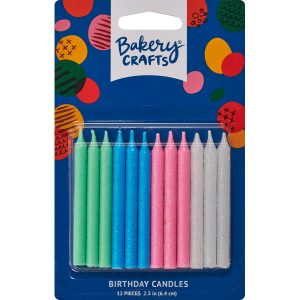 Multi Glitter Candles 12 piece