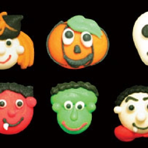Mini Halloween Faces Assorted Royal Icing 1/2 inch- 3/4inch 12 count
