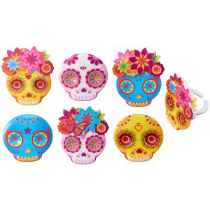 La Calavera Mask Cupcake Rings 12 count