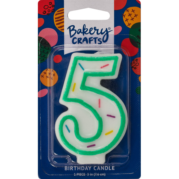 #5 Sprinkle Number Candle 3" Each