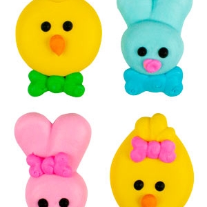 Bunny and Chick Faces Assorted 1 1/4″ Royal Icing 8 count