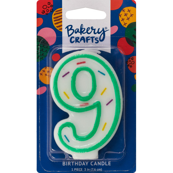 #9 Sprinkle Number Candle 3" Each