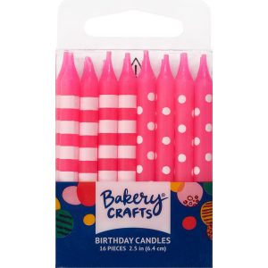 Dots & Stripes Candles Pink 16 count