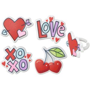 Rainbow Love Cupcake Rings 12 count
