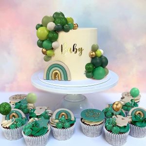 Assorted Green Glitter Mini Balloon Ball Cake Toppers 12 count
