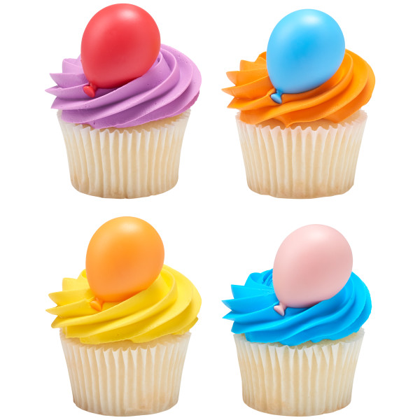 Bright Rainbow Balloon Assorted Cupcake Rings 12 - Image 2