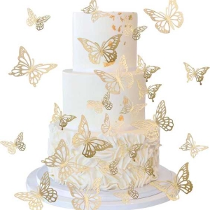 Mylar Gold Butterfly Pics 12 count