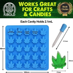 Marijuana Leaf Silicone Mold 25 Cavity Medium EA