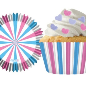 Pink & Blue Striped Cup 2″ x 1 3/8″ 48 CT Appox
