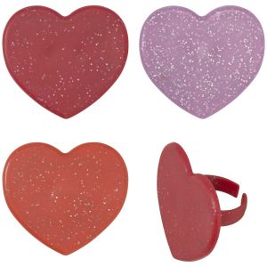 Shimmer Hearts Cupcake Rings 12 count