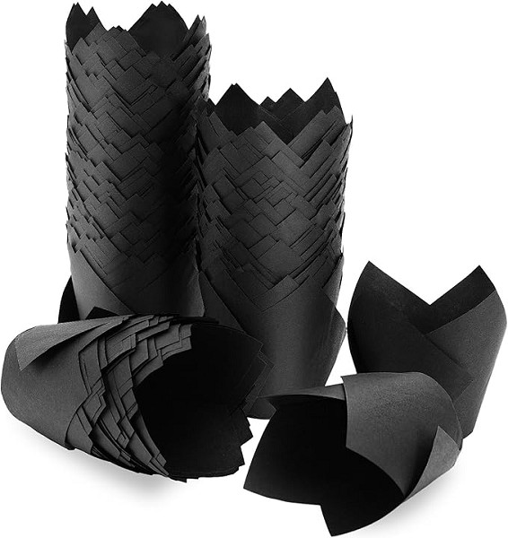 Black Tulip Cup 2" Base X 1.5"- 3.2" approx 50 count