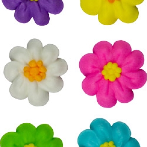 Mini Assorted Daisies Royal Icing 12 count